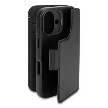 Odinė dėklė iPhone 16, juoda
