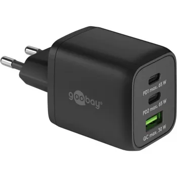 Goobay 64753 Įkroviklis mobiliesiems įrenginiams, ausinėms, išmaniesiems telefonams, planšetėms, juodas, greitasis krovimas, AC, vidaus naudojimui