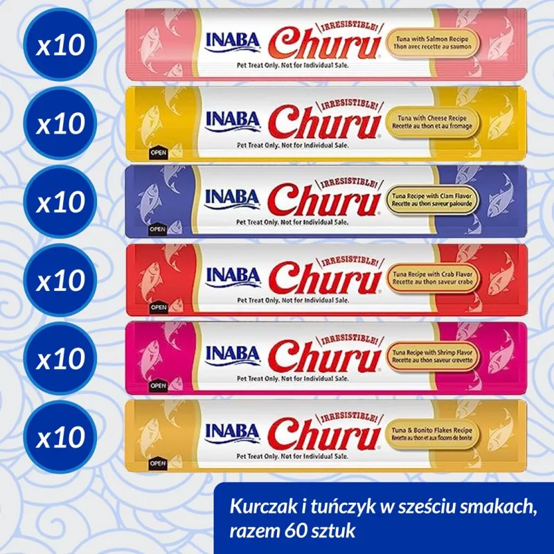 INABA Churu Variety box Tuna - skanėstai katėms - 60 x 14g