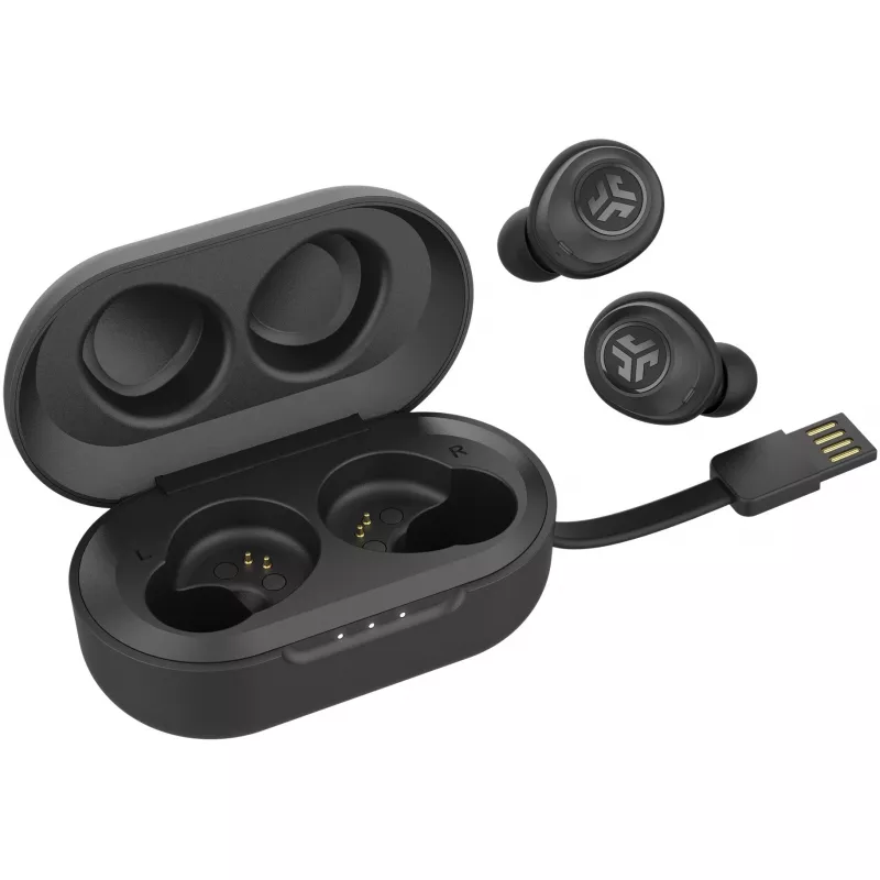 JLab JBuds Air belaidės ausinės į ausis Bluetooth USB Type-A juodos (IEUEBJBUDSAIRRBLK82)