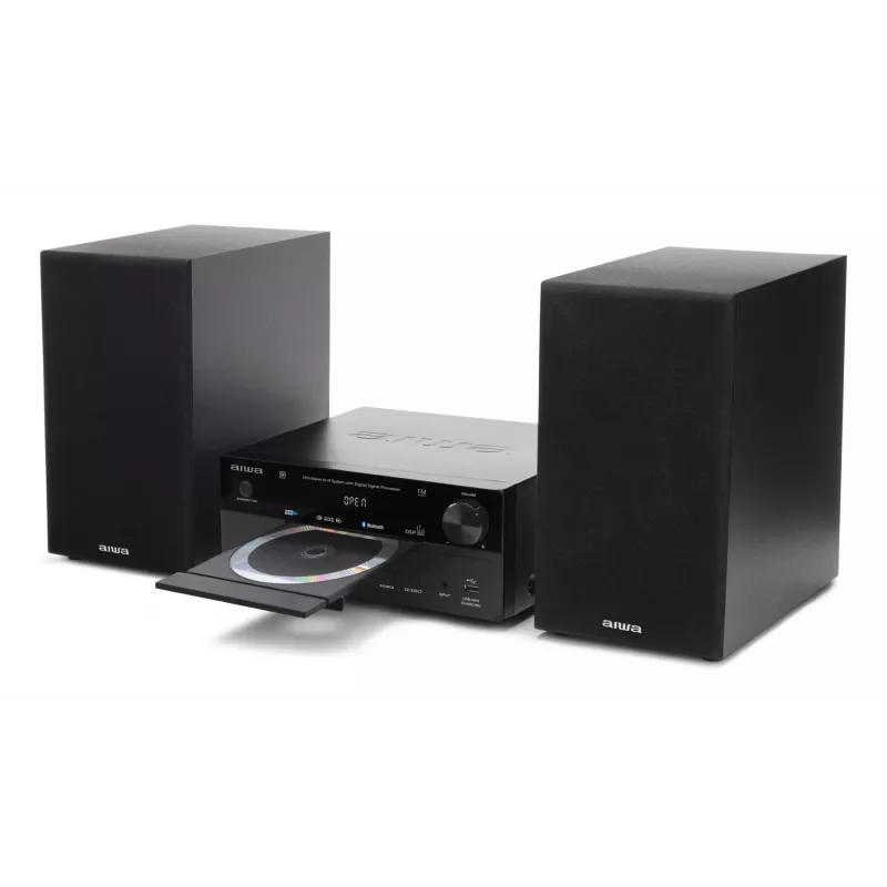 Mikro sistema namų garso Aiwa MSBTU-550 — 50 W RMS, Bluetooth 10 m, FM, LED ekranas, RCA, Juoda