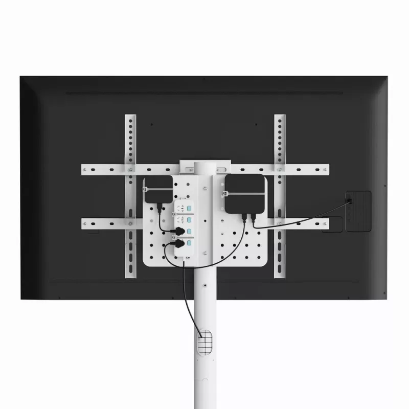 Grindinis TV stovas GEMBIRD TVS-86TR-01-W 37–86 colių televizoriams, baltas, pasukamas ir pakreipiamas, VESA 200x200–600x400, maks. apkrova 50 kg