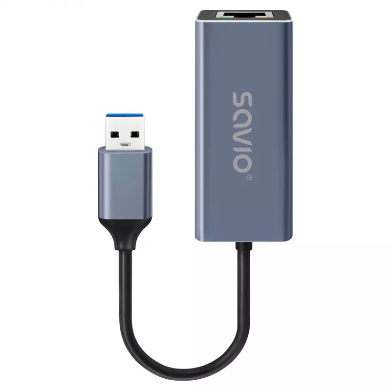 Tinklo sąsajos adapteris SAVIO AK-83 USB-A į RJ-45 vyriškas, 5 Gbit/s, juodas