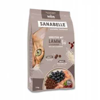 Sausas kačių ėdalas Bosch Sanabelle Life Sensitive su ėriena ir mėlynėmis, 8 kg, suaugusioms katėms, be grūdų, 31% baltymų