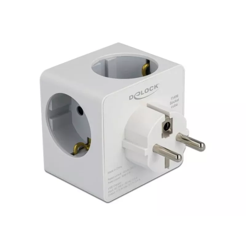 Maitinimo adapteris su kištuku F tipu DeLOCK 11496 2 USB prievadai 5V 2,4A 3A