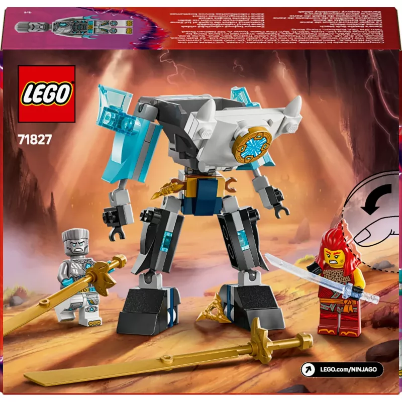 LEGO NINJAGO rinkinys 71827 Zane's Battle Suit Mech, 92 detalės, 2 minifigūrėlės, aukštis 100 mm, amžius 6+
