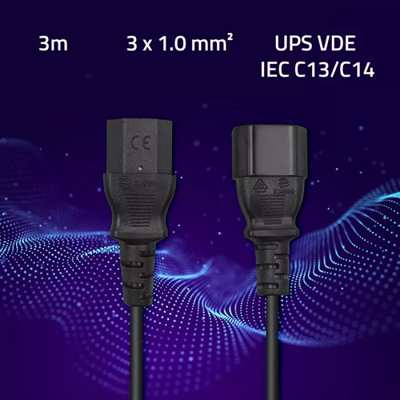 Maitinimo laidas Qoltec 53898 IEC320 3 m 3x1,0 mm