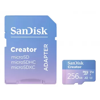 SanDisk Creator microSDXC UHS-I atminties kortelė 256GB, didelis greitis iki 190 MB/s