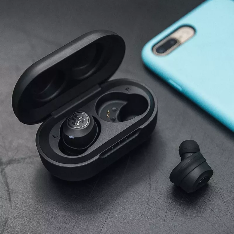 JLab JBuds Air belaidės ausinės į ausis Bluetooth USB Type-A juodos (IEUEBJBUDSAIRRBLK82)