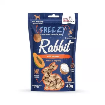SYTA MICHA Freezy Rabbit su papaja – šunų skanėstas – 40g