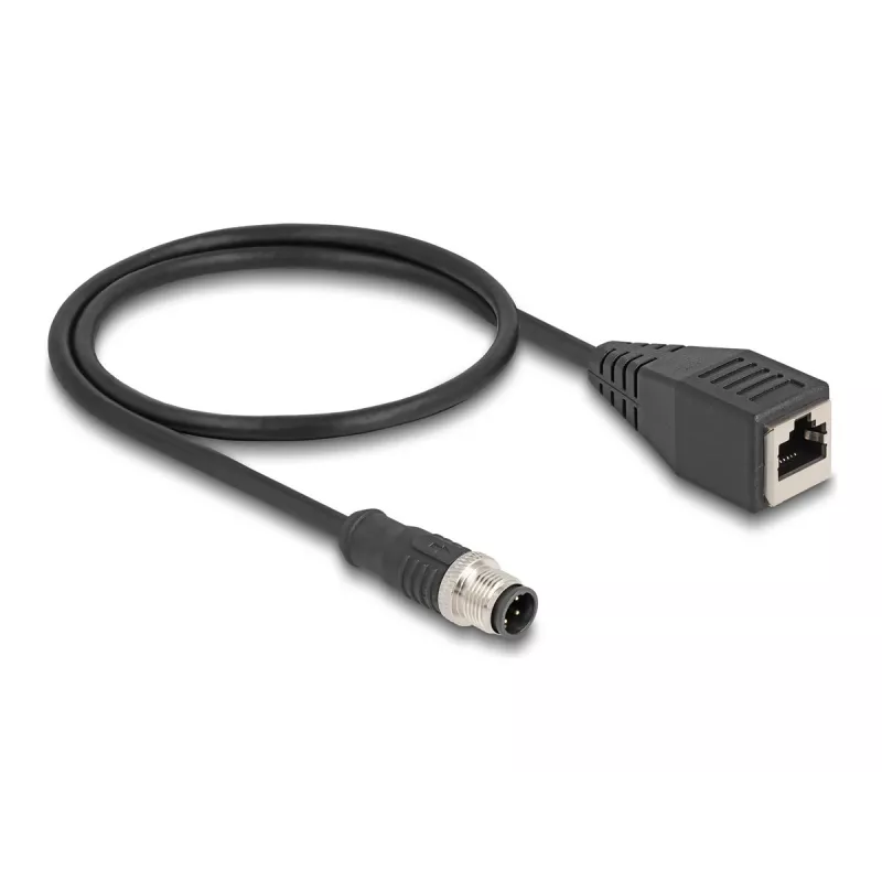 DeLOCK M12 adapterinis kabelis D-koduotas 4 kontaktų kištukas į RJ45 lizdą 50 cm