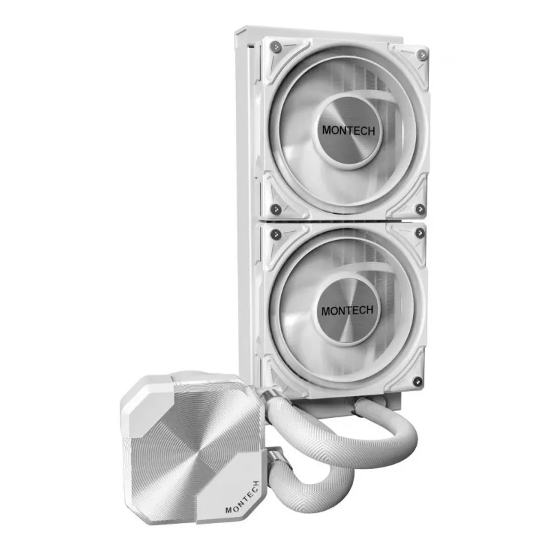 Montech HyperFlow Silent 240 procesoriaus skysčinis aušintuvas 240 mm radiatorius 2×120 mm ventiliatoriai baltas