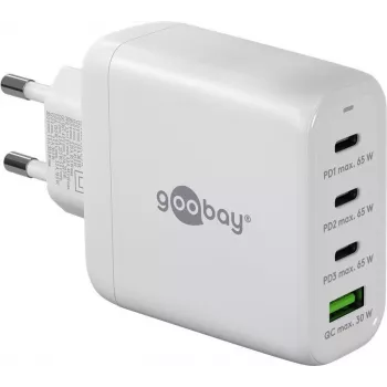 Goobay 64822 Įkroviklis mobiliesiems įrenginiams, ausinėms, nešiojamam kompiuteriui, išmaniajam telefonui, planšetei, baltas, AC greitasis įkrovimas, vidaus naudojimui (64822)