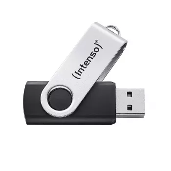 Intenso Office Line USB atmintukas, 64 GB, USB-A, 3.2 Gen 1x1, juodas-sidabrinis, su sukamuoju žiedu