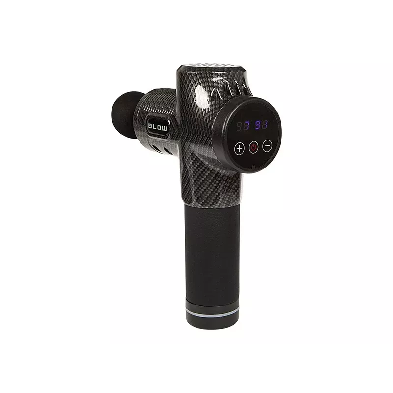 BLOW Wave 4000 44-340# raumenų masažo pistoletas, 30 greičių, 10 antgalių, 100 W, LCD jutiklinis ekranas, USB-C, juodas
