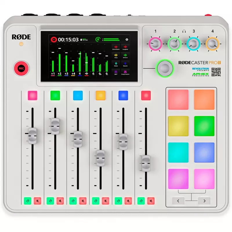 Garso sąsaja Rode RodeCaster Pro II balta – daugiakanalė USB įrašymo konsolė