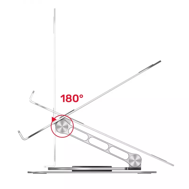 Laptop stovas Unitek OT180SL01 aliuminis 25,4–40,6 cm (10–16 colių) ekranams, 360° sukimas, 0–180° pakreipimas