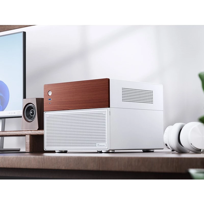 Micro bokštinis kompiuterio korpusas Jonsbo N4 BALTA Mini-ITX su grūdintu stiklu
