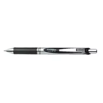 PENTEL EnerGel XM Klick Black – užsegamas rašiklis su metalo efektu, 0,7 mm, juodas, 12 vnt.