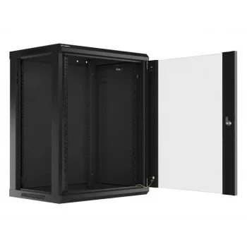 Lanberg sieninis montažinis spintos stovas 19'' 15U 600x450mm juodas (stiklinės durys)