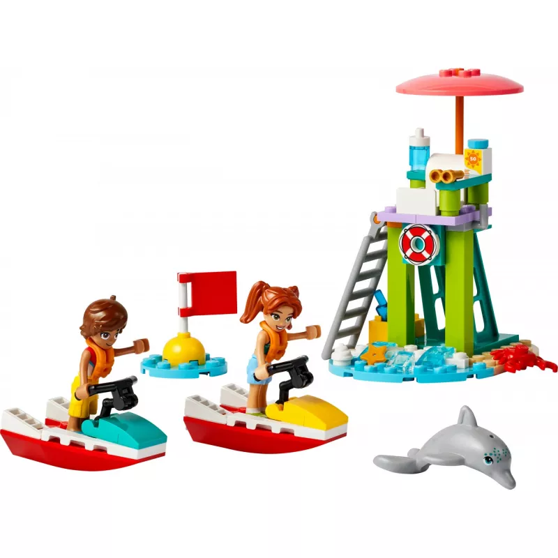LEGO Friends paplūdimio vandens paspirtukas gelbėtojų rinkinys 5+ metų mergaitėms, berniukams ir vaikams su 2 mini lėlytėmis ir delfino figūrėle
