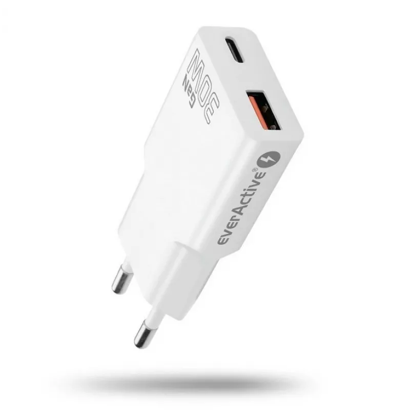Universalus USB sieninis įkroviklis everActive SC-380Q Super Slim QC 3.0 — Quick Charge 3.0, kompaktiškas dizainas