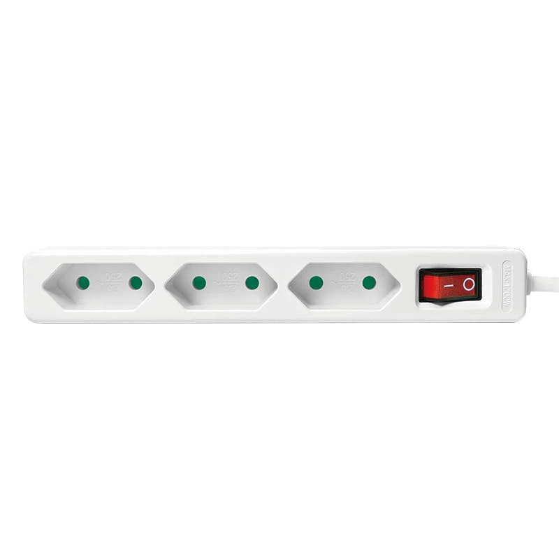 Prailginimo laidas LogiLink LPS230 1,5 m 3 AC lizdai Baltas