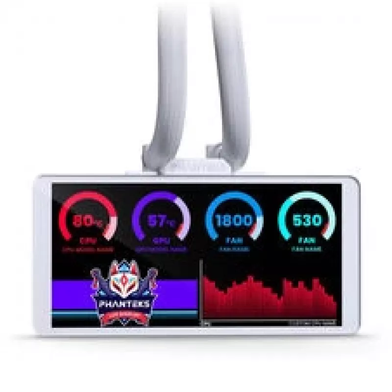 Phanteks Glacier One 360M25 LCD AiO skysčio aušinimas su 6 colių ekranu, 360 mm, baltas