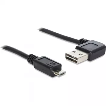 Delock Easy USB laidas – USB A (M) kairė/dešinė lenktas, reversinis į Micro-USB B (M) tiesus – USB 2.0 – 50 cm – juodas (85163)