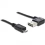 Delock Easy USB laidas – USB A (M) kairė/dešinė lenktas, reversinis į Micro-USB B (M) tiesus – USB 2.0 – 50 cm – juodas (85163)