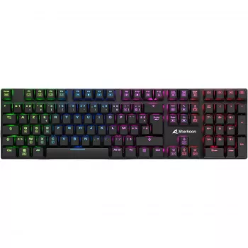 SHARKOON PureWriter RGB, žaidimų klaviatūra juoda, FR išdėstymas, Kailh Choc Low Profile Blue jungikliai