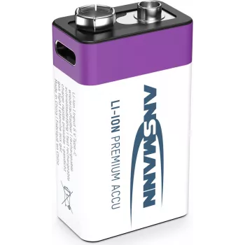 Ansmann ANS 1315-0005 - Įkraunama ličio jonų baterija 9V blokas 340 mAh 9 V 1 vnt.