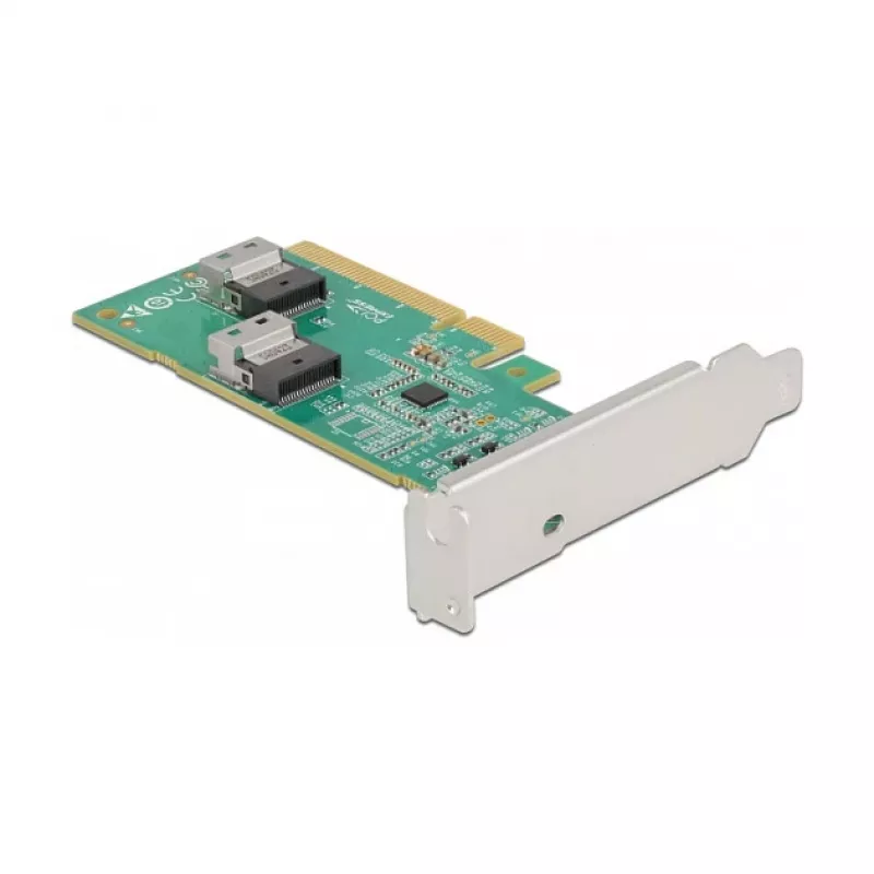 DeLOCK PCI Express 4.0 x8 plokštė su 2 vidiniais SFF-8654 4i NVMe prievadais, žemo profilio