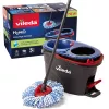 Grindų šluotražė VILEDA Microfibre 320 mm, teleskopinis kotas 55–123 cm, skalbiama, 360° besisukanti galvutė, juoda/mėlyna/raudona