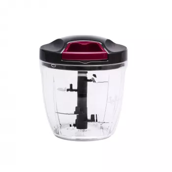 Rankinis smulkintuvas Jata HMAQ4506, 0,9 l, nerūdijančio plieno peiliai, 140 mm aukštis, 12,5 cm skersmuo, juoda/raudona/permatoma