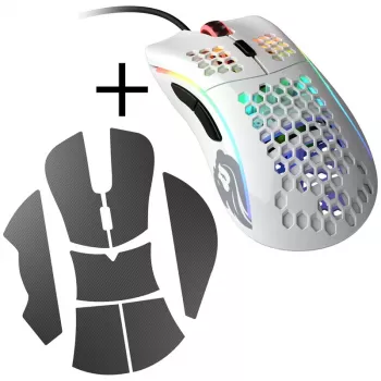 Glorious Model D žaidimų pelė – balta, blizgi + Grip Tape juoda