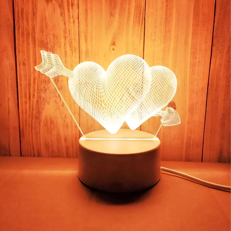 Nakties šviestuvas Extralink HOME 3D optinė iliuzija 'Pierced Hearts' USB naktinis šviestuvas