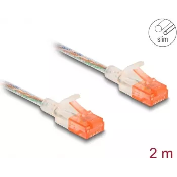 DeLOCK RJ45 Cat.6A U/UTP plonas tinklo kabelis 2m skaidrus