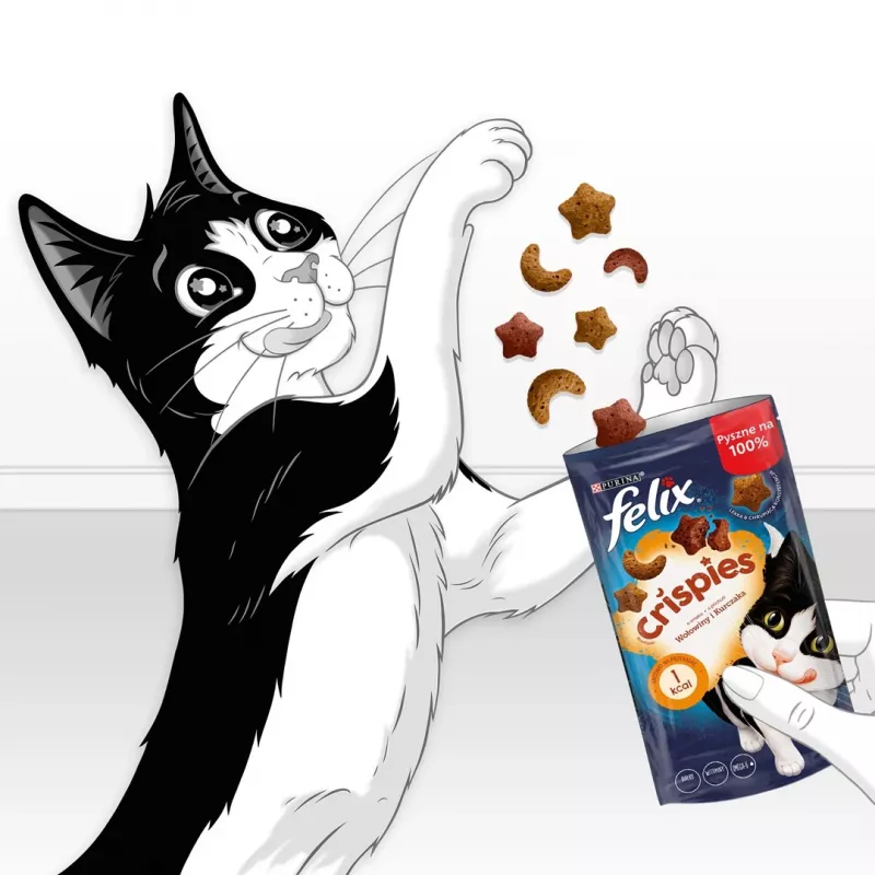Sausas skanėstas katėms Felix Crispies Jautiena ir Vištiena 45 g
