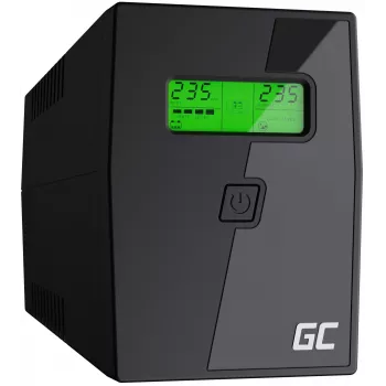 Nepertraukiamo maitinimo šaltinis Green Cell UPS02 0,8 kVA (480 W) Line-Interactive, LCD, 2x F tipo lizdai, USB-B, RJ-45, RJ-11