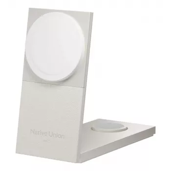 Belaidis įkroviklis Native Union Rise 3 viename Qi2 — USB, 2 m laidas, šviesiai pilka (smiltainio)