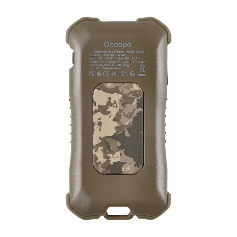 Elektrinis šildytuvas Ocoopa UT3201 Camouflage – Nešiojamas keraminis šildytuvas su 10 000 mAh power banku ir iki 18 h veikimo