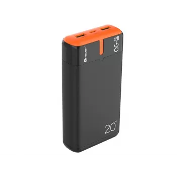 Nešiojamas įkroviklis TRACER EnerGen 20000 mAh, Power Delivery 20W, USB-C įvestis, 2×USB-A išėjimai, 3 įrenginių palaikymas, oranžinė