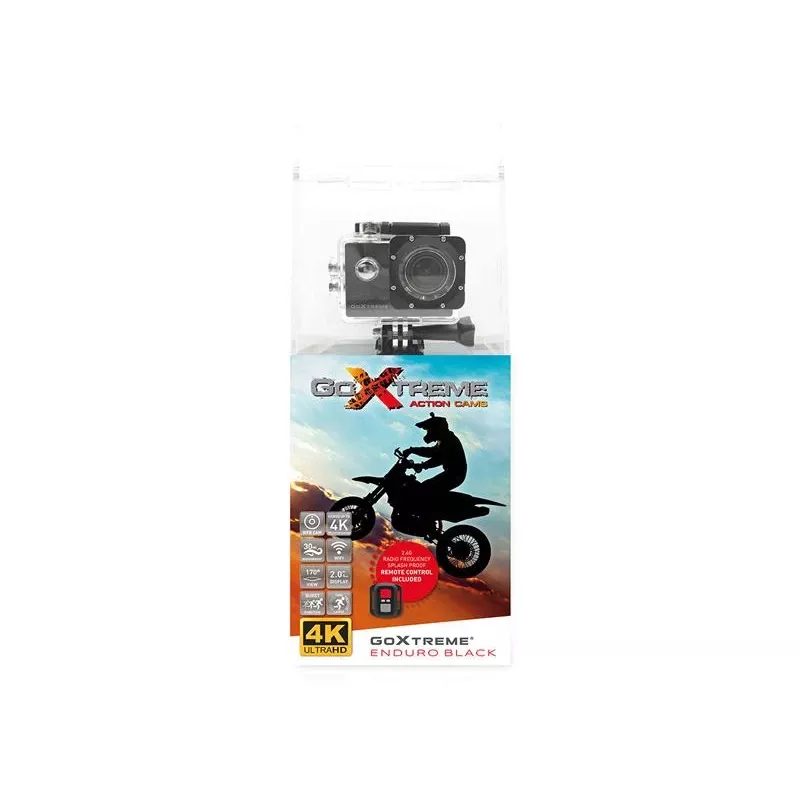 Easypix GoXtreme Enduro Black - Veiksmo kamera - tvirtinama - 4K / 30 kadrų per sekundę - 8 MP - Wi-Fi - atspari vandeniui iki 30 m - Juoda