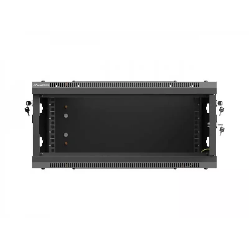 Sieninis 19 colių stelažo korpusas LANBERG 4U 600x450 mm juodas su metalinėmis durelėmis