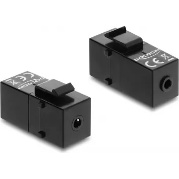 Keystone modulis DELOCK stereo lizdas moteriškas 3,5 mm 4 kontaktų į stereo lizdą moterišką 3,5 mm 4 kontaktų, juodas
