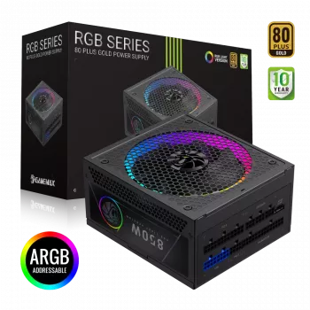 Gamemax RGB 850G 850W maitinimo blokas, 80 PLUS Gold, modulinis