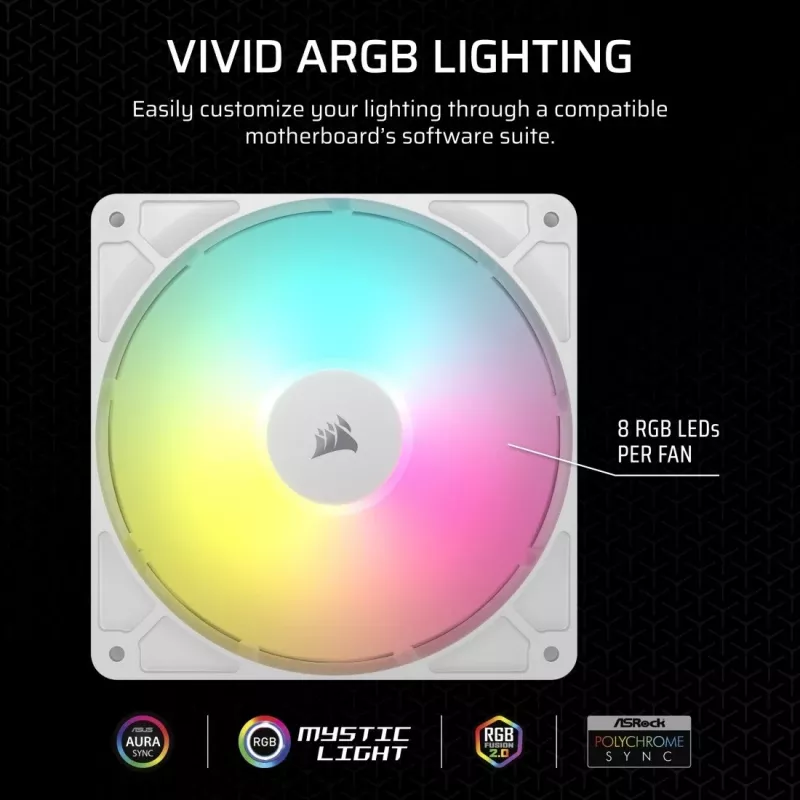 Ventiliatorius Corsair RS140 ARGB 14 cm Baltas 330-1700 RPM