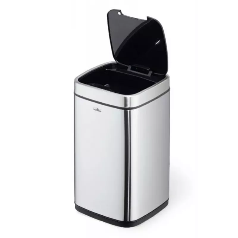 Durable TOUCH 12L bekontaktė šiukšliadėžė, nerūdijantis plienas, sidabrinė/juoda