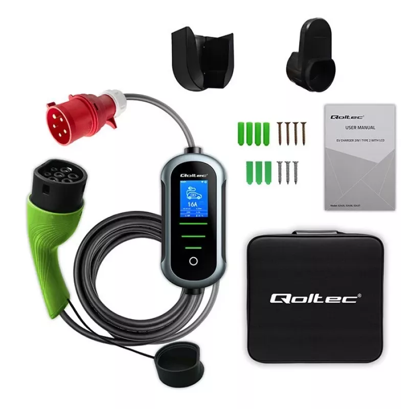 Elektrinio automobilio įkroviklis QOLTEC 22 kW 400 V WiFi (TUYA) su 7 m kabeliu